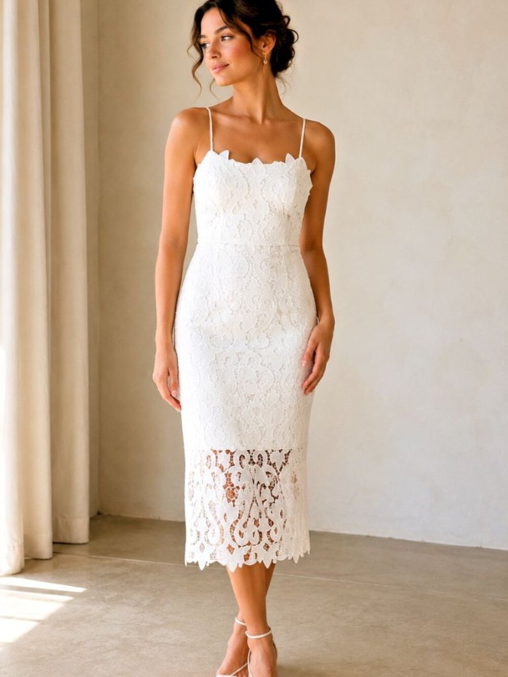 Bardot White Women's Eyelet Design Spaghetti Strap Dress, US Size 12